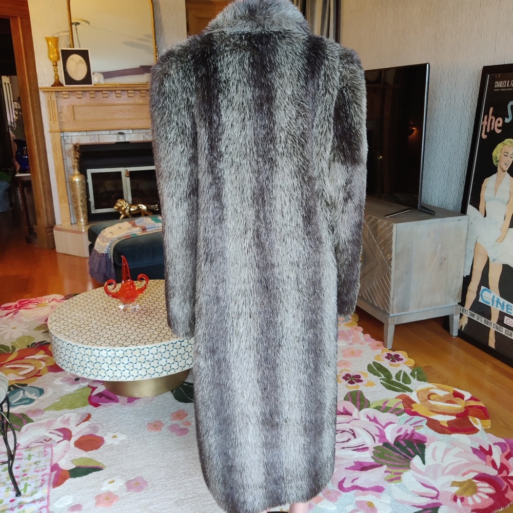 Vintage Jacques Saint Laurent Faux Fur Full Length Coat